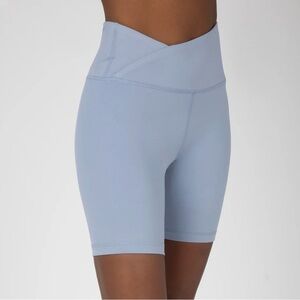 Yogalicious Nordstrom Women's Light Blue High-Waisted Shorts biker exercise yoga